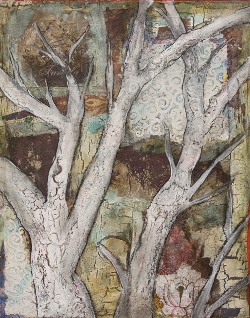 Bone Trees 16x20 mixed media on canvas original painting