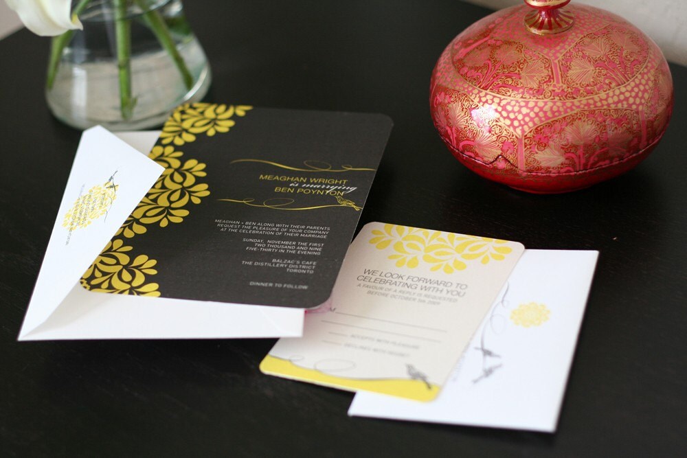 Yellow and Gray Invitations wedding invitations stationery yellow gray Il 