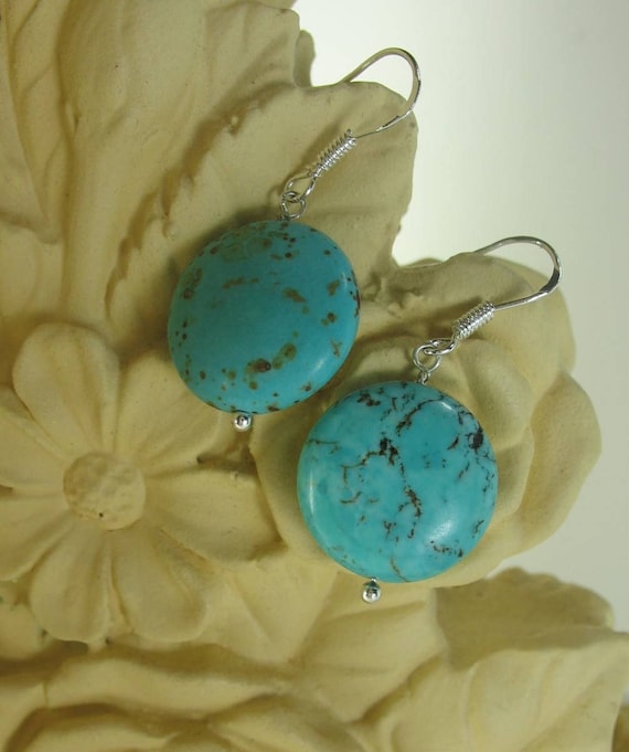 Early On - Simple turquoise earrings on sterling silver