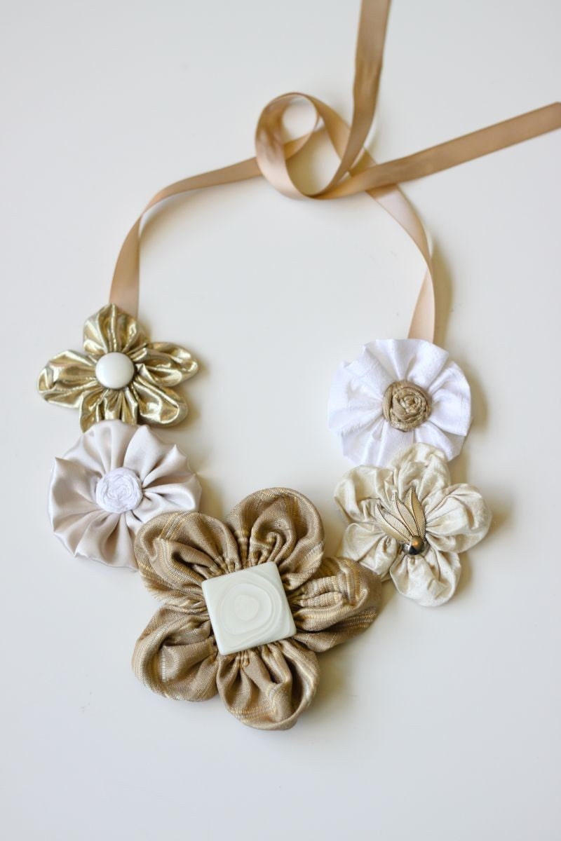 Golden Compass Vintage Flower cluster necklace