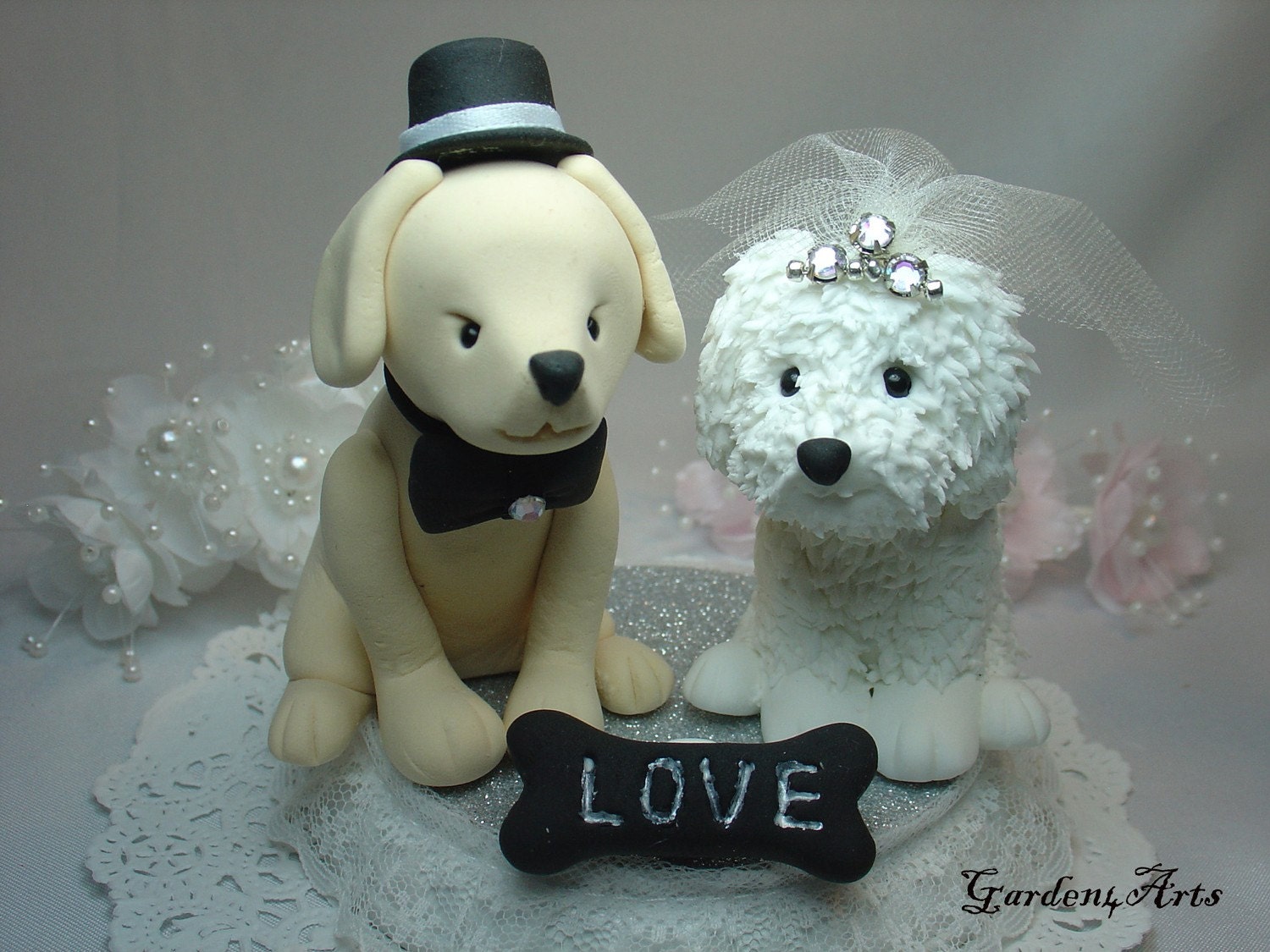 love dog couple with beautiful stand   (custom order)