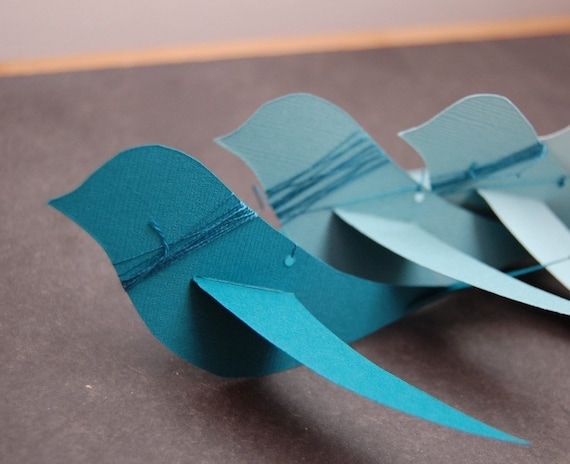 Teal Paper Bird Mobile Kit