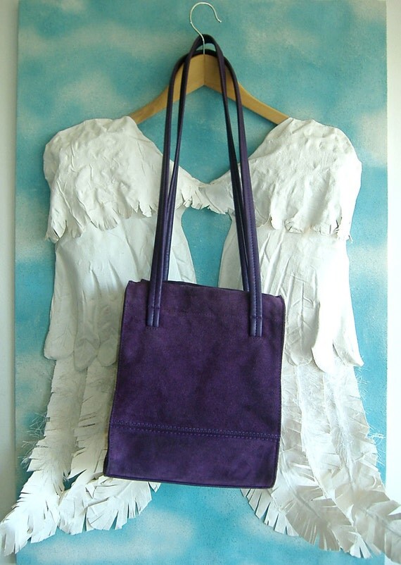 RESERVED FOR IsabellaGolightly SALE DEEP PURPLE BAG 80s Liz Claiborne Suede Shoulder Bag in Purple