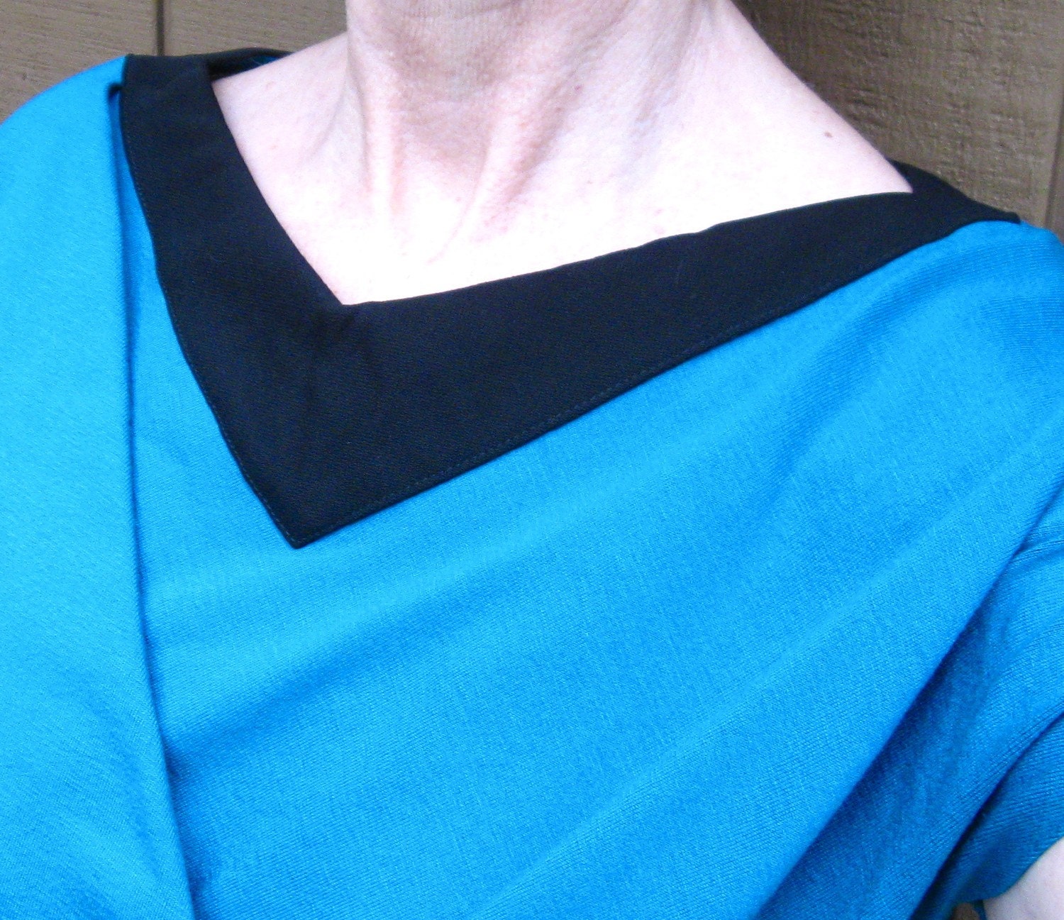 Size Medium Peacock Blue Knit Wrap-FoldOver Front Dress