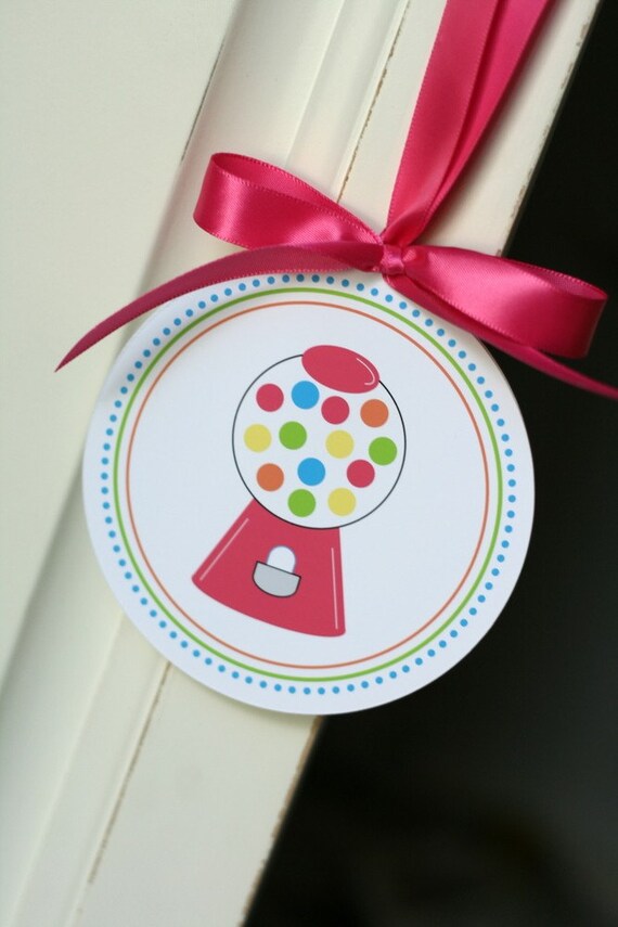 PRINTABLE 4 INCH PARTY CIRCLES - Bubble Gum Birthday Party Collection - The TomKat Studio