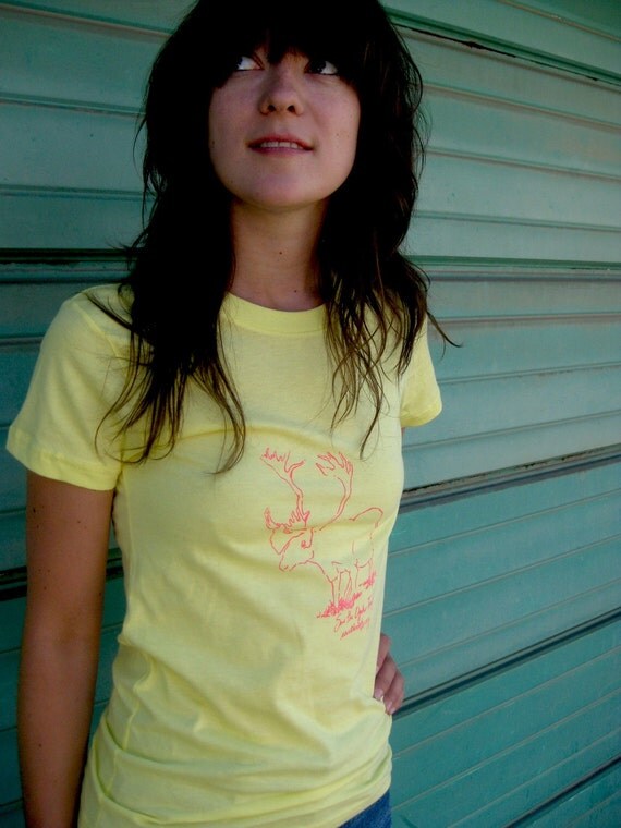 Caribou print yellow tshirt - Small