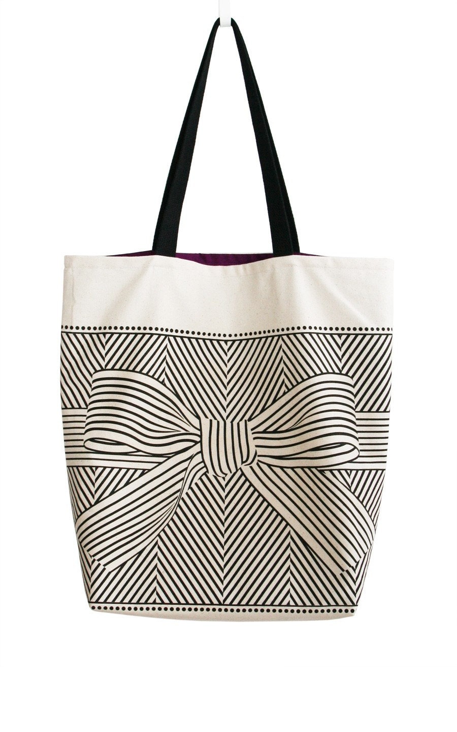 Big bow large canvas tote bag