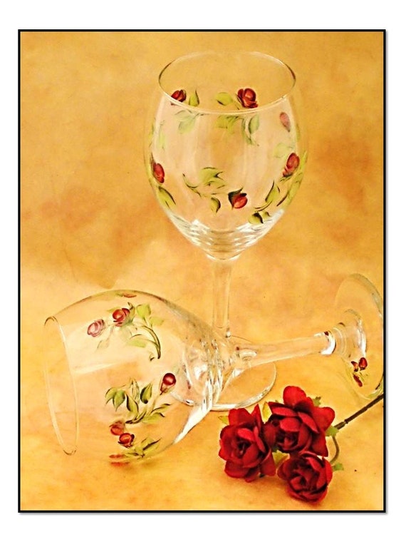 Hand Painted Wine Glasses with