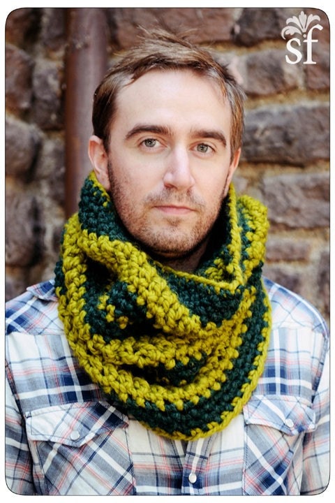 SALE---Forest and Avocado Striped Neckwarmer