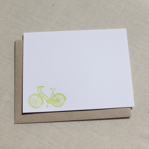 letterpress bicycle note cards