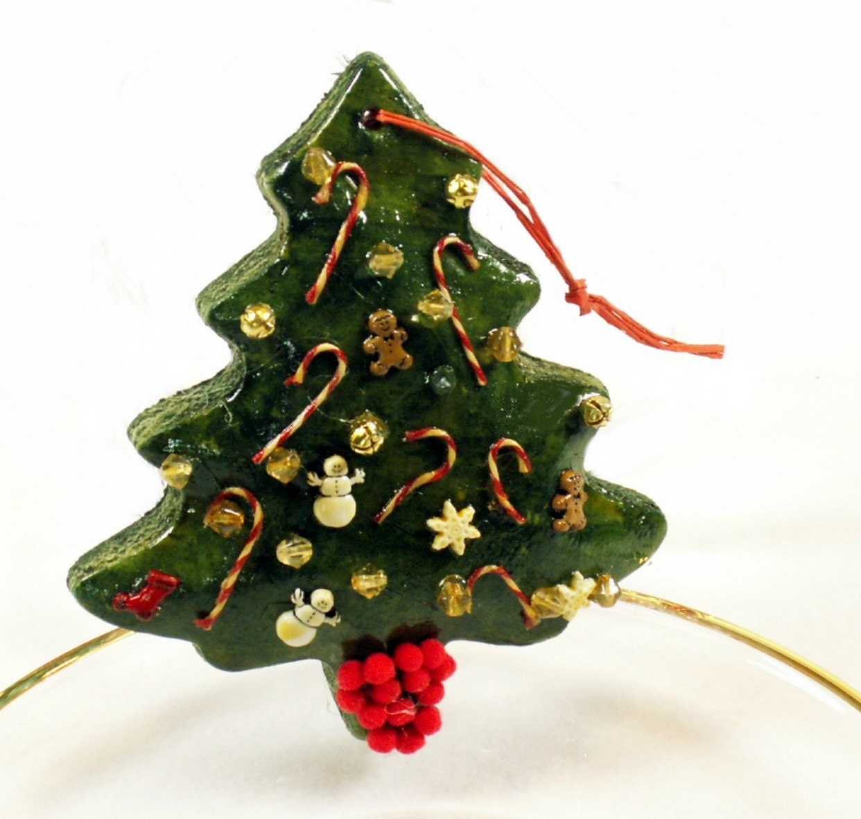 Christmas Tree Dough Ornament fully decorated