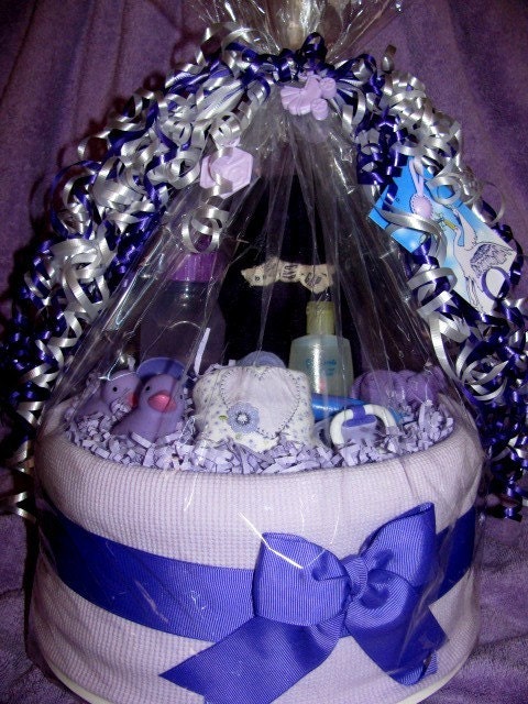 Baby Diaper Cake, Baby Gap Bear Rattle, Unique Baby Gifts, Girl Diaper Cake, Shower Centerpiece