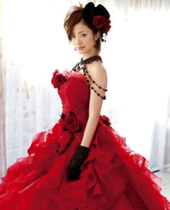 Red Gothic Wedding Dress CP221