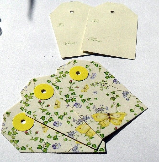 Yellow Butterfly Gift Tags, Set of 5