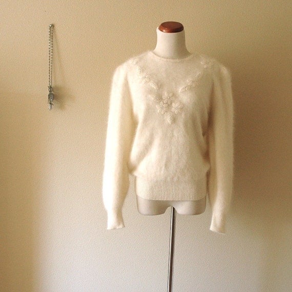 Vintage Cream Angora Sweater