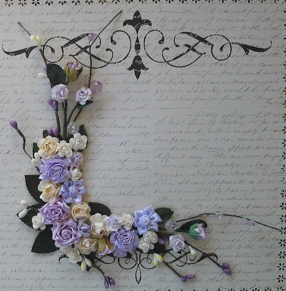Lavender Beads and Berry Buds Corner Bouquet for Scrapbooking