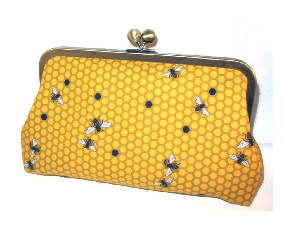 Hive in Mustard lined with Silk - Clutch Purse Bag