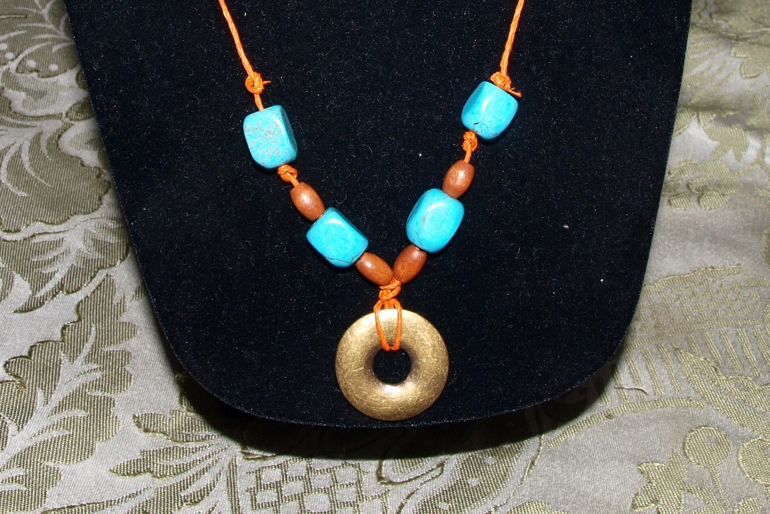 Turquoise - Metal Donut Necklace