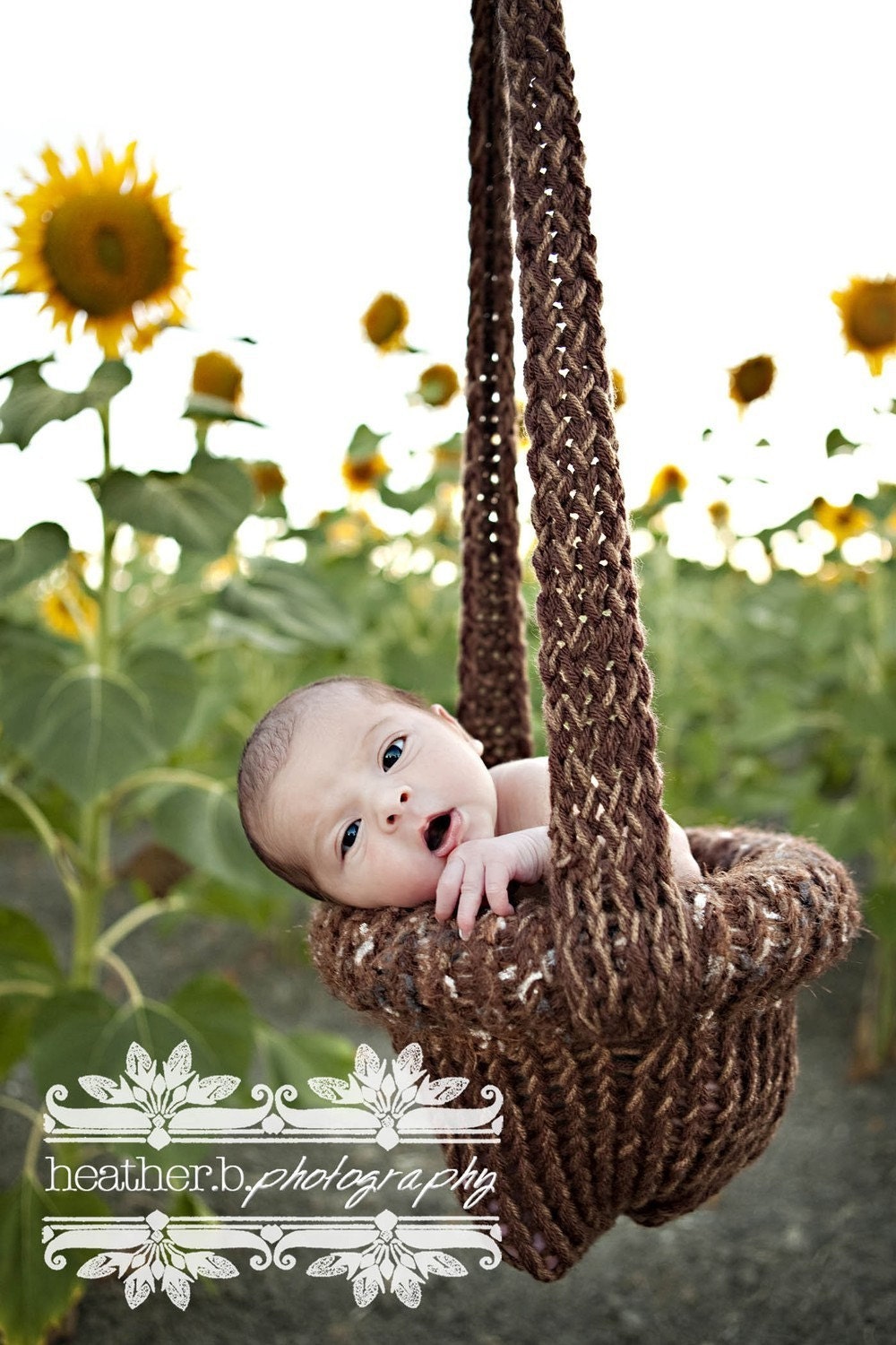 My Pride and Joy.....The ORIGINAL Knitted Hanging Baby Basket Photo Prop.....Caramel Chocolate Bar.....015HBB.....Copyright Product.....Can ONLY Purchase From Me