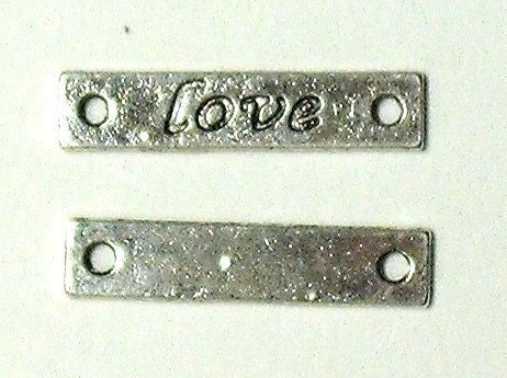 3 Pcs Antique Silver Bar Love Word Connector