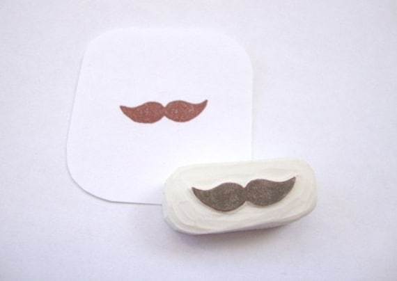 Cute Little Mustache Hand Carved Rubber Stamp