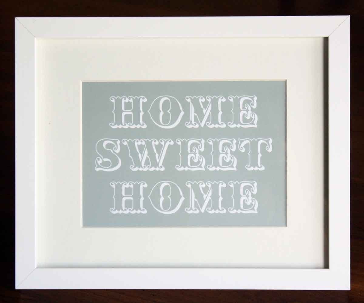Home Sweet Home Art Print 5 x 7 Grey  HALF OFF SALE