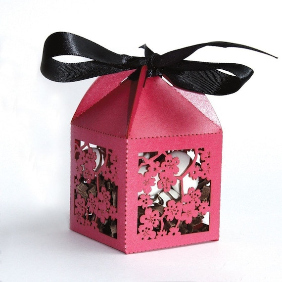 Favor Box laser cut cherry blossom design