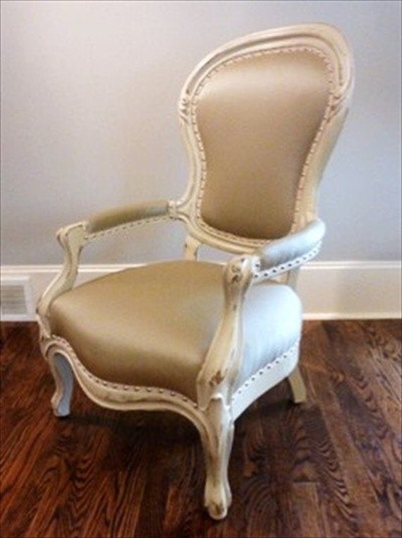 Cream Faux Leather Victorian Chair