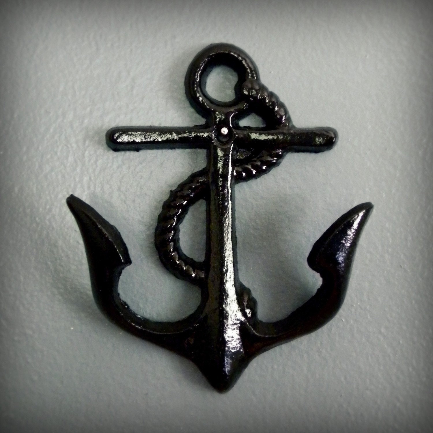 anchors away, cast iron wall hook, black