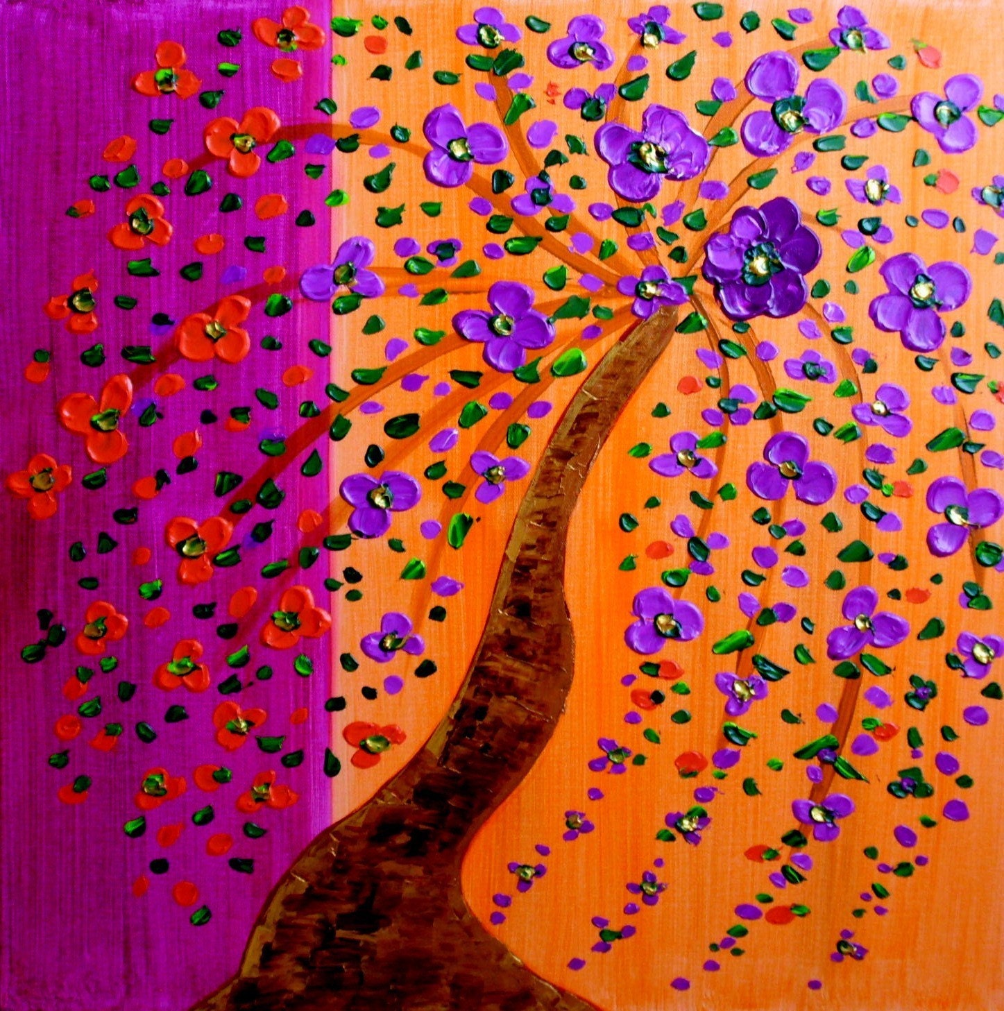 PRIVATE RESERVED LISTING FOR nworbj Part 3 Large Lollipop Tree Original Painting on Canvas 24x24