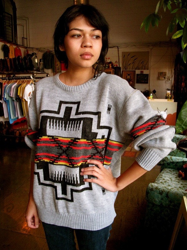 Amazing Vintage 80s Southwestern Sweater with the best colors