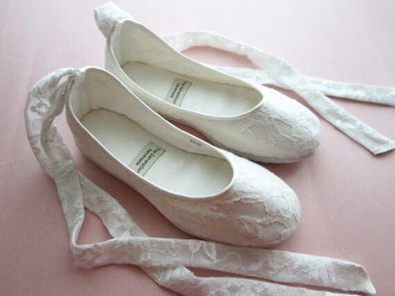 Ecochic Handmade Vegan Bridal Ballet Flats with Lace 902L 78