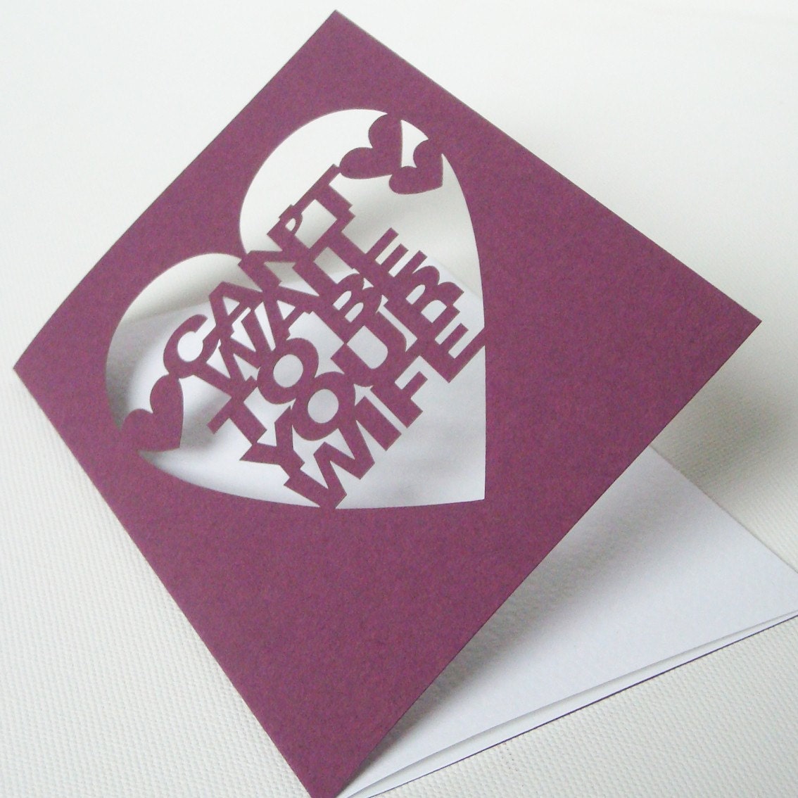 Cut Out Can't Wait to be Your Wife Card Aubergine or White