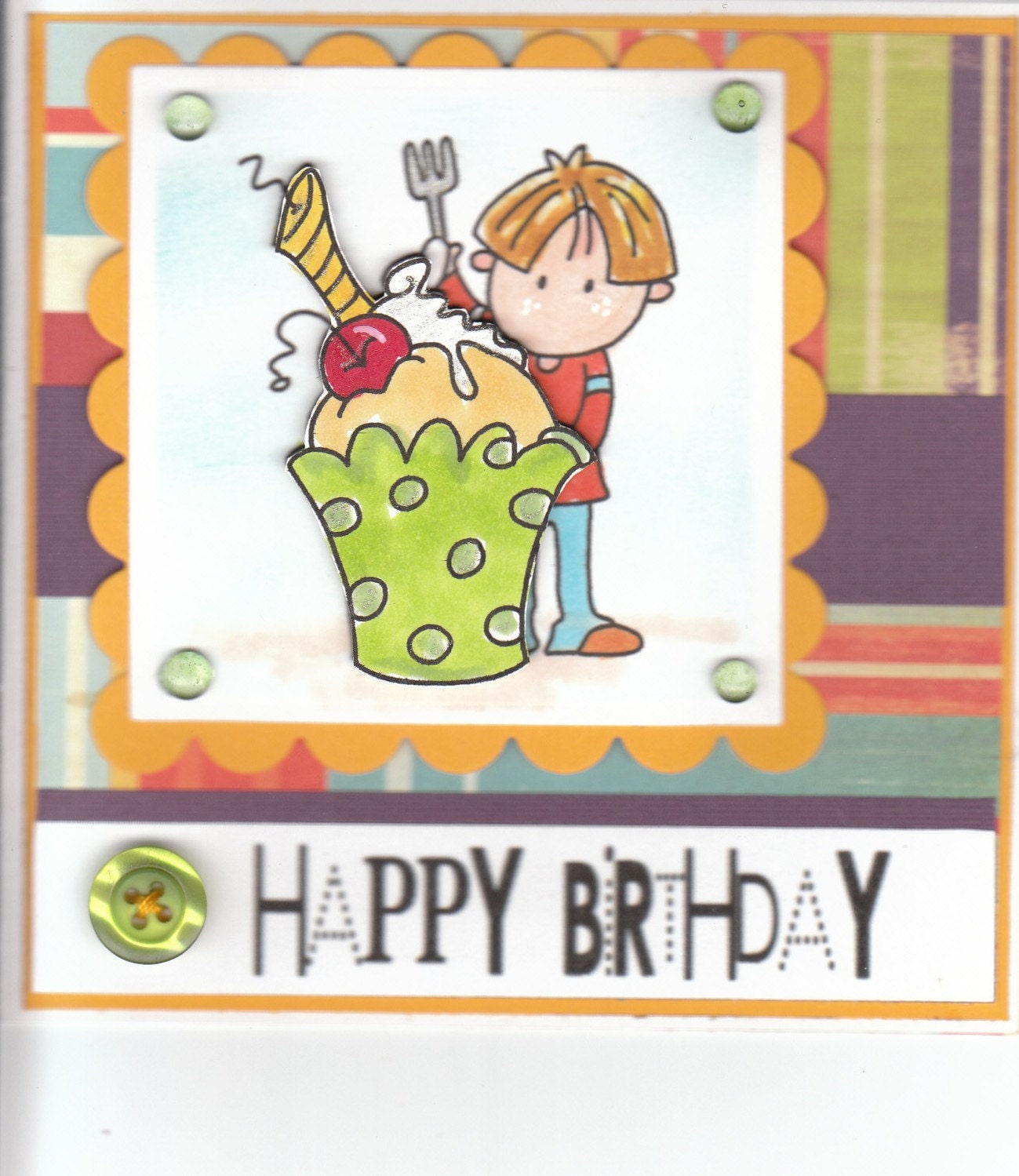 HAPPY BIRTHDAY CUPCAKE BOY HANDMADE CARD
