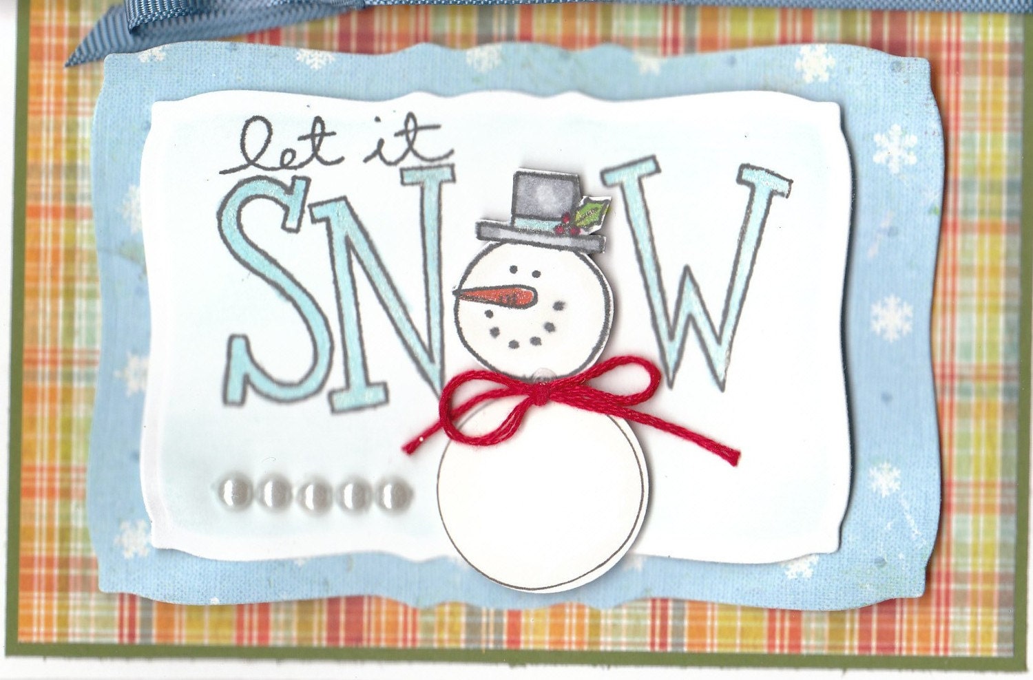STAMPIN UP LET IT SNOW SNOWMAN MERRY CHRISTMAS HANDMADE CARD