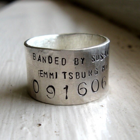 Unique Handmade Rustic Sterling Bird Band Ring - makes a great groom gift