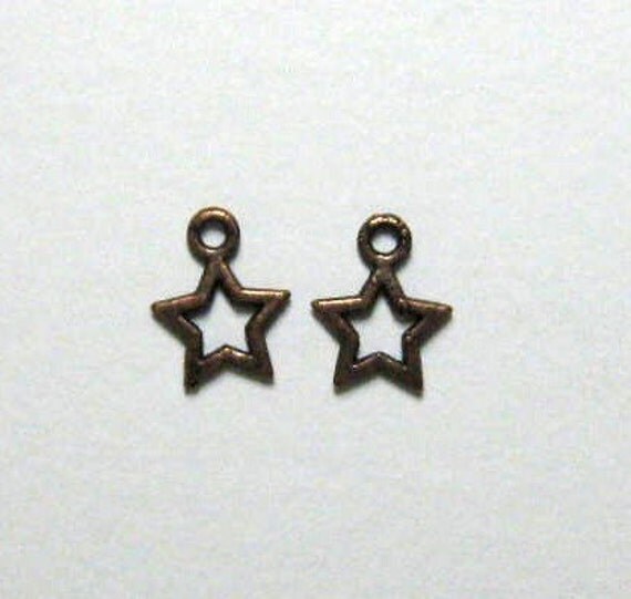 10 Pcs Antique Copper Hollow Star Charm Pendants