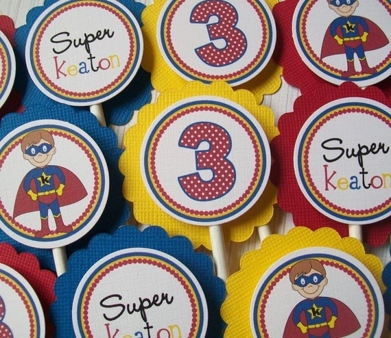 NEW- Superhero Kids Cupcake Toppers- a Ciao Bambino EXCLUSIVE Design