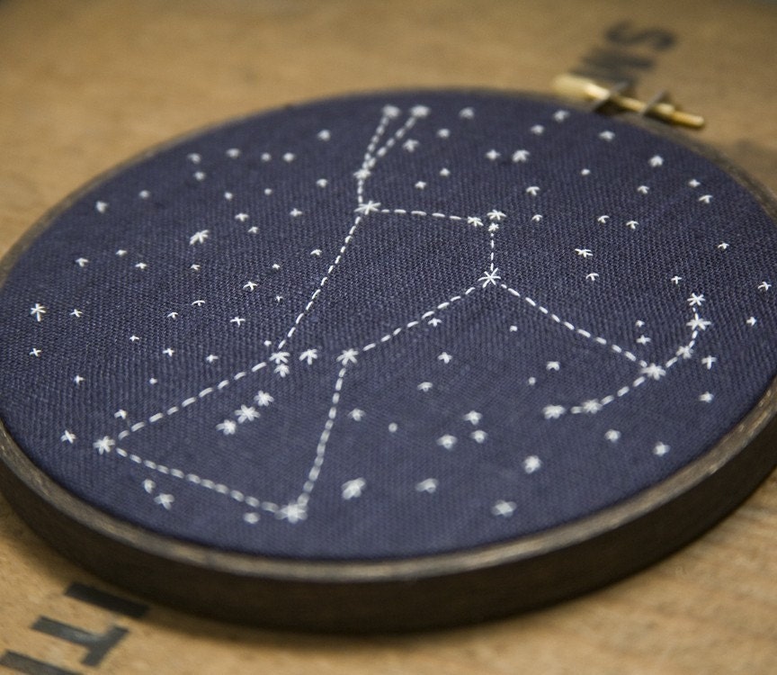 Orion, hand embroidered constellation