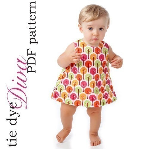 How to Sew a Reversible Baby Dress with Open Back Printable PDF Pattern and Instructions newborn to 24 months