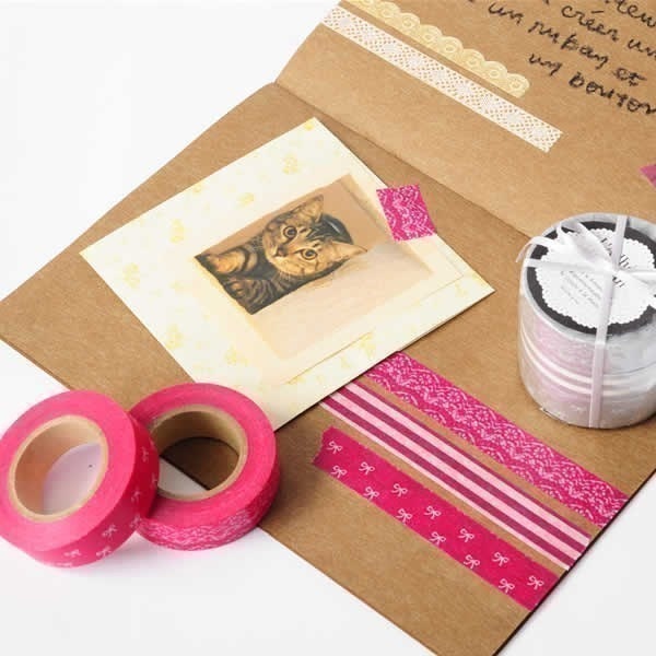 Washi paper masking tape Set of 3 - 15mm Floral Teal