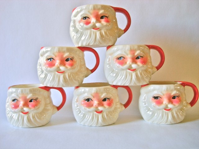 vintage christmas santa mugs
