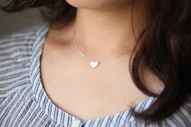 Reserved for jystar13 - small initial heart sterling silver necklaces
