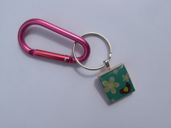 PINK Carabiner Keychain attachment for your Scrabble Tile Pendant