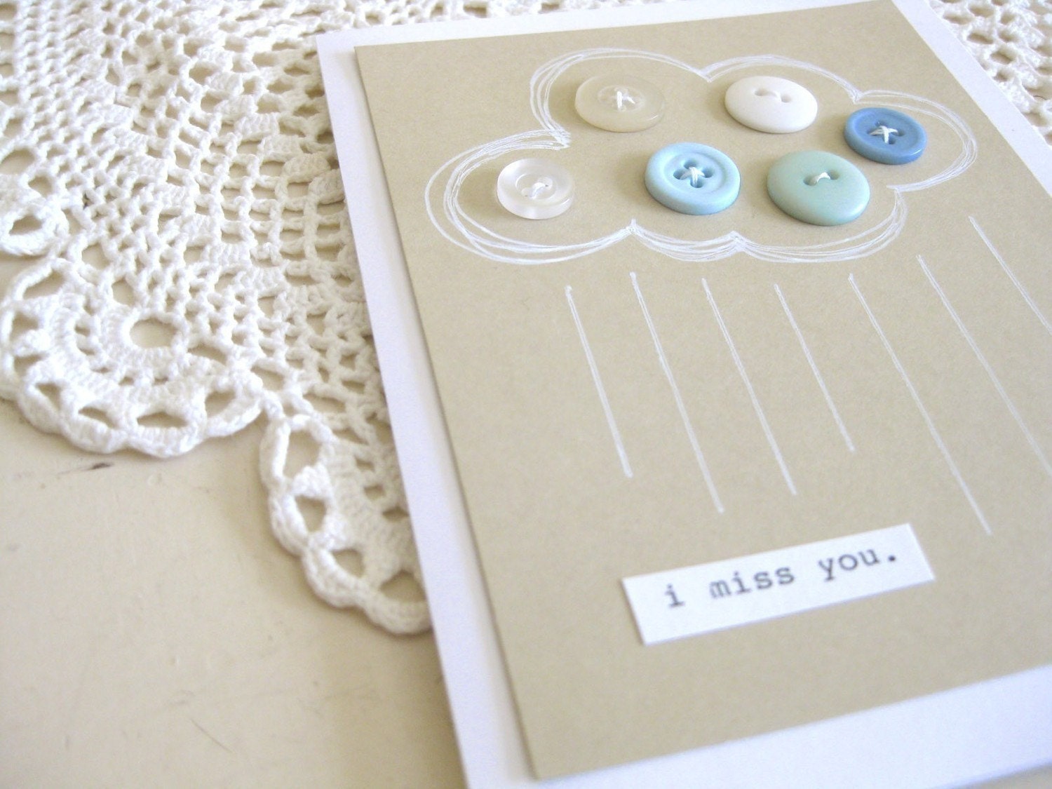 i miss you.  - button cloud greeting card