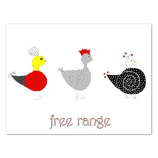 Free Range Whimsical Chicken note cards