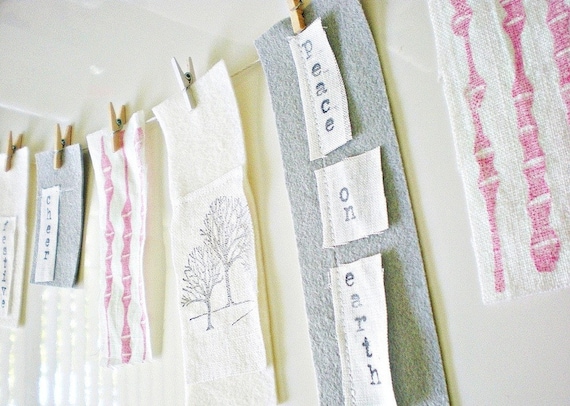 Holiday Garland/Banner in Felt, Ink and Linen-For the Modern Homespun Holiday-by indobay inc