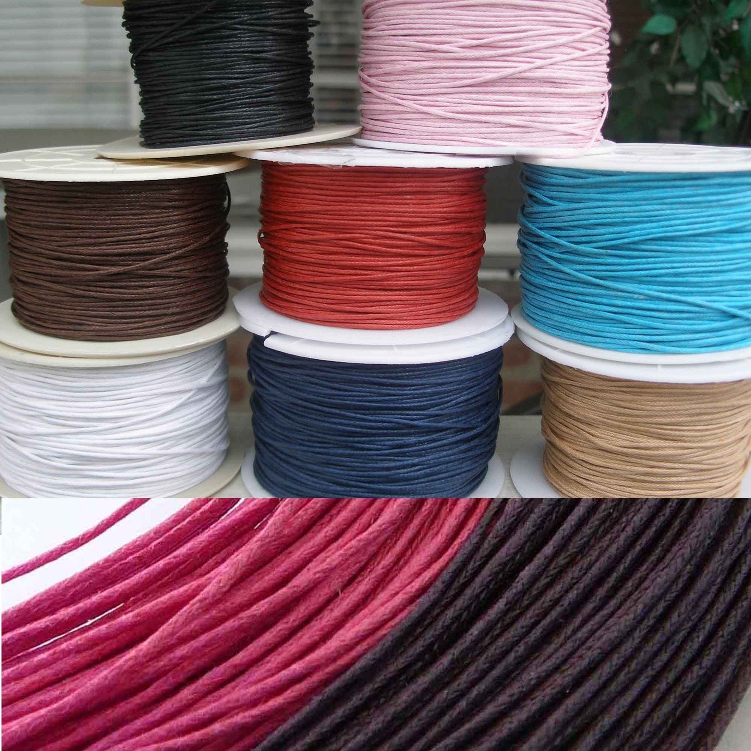 Necklace Cords Multi-Strand Waxed Cotton 20pc - Any length - 6 colors for Tile Pendants/Aanraku Bails