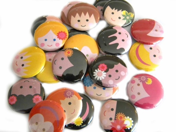 25 Happy Face Children Flat Back Buttons