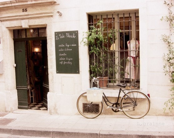 La Poule Blanche - Fine Art Travel Photograph . Bicycle . France . BOGO sale 8x10